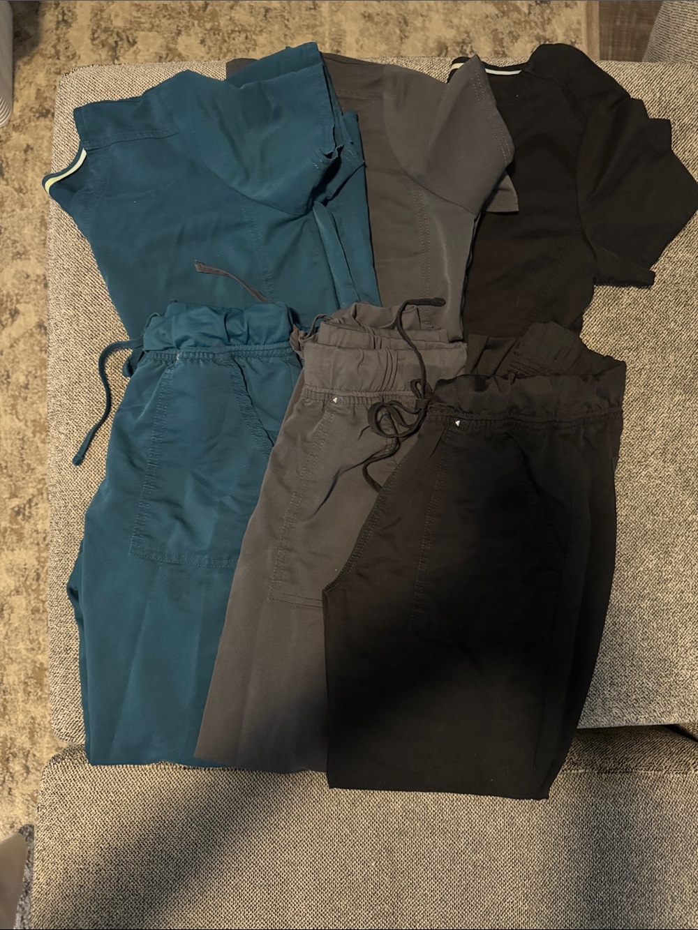 Scrubstar Women’s Drawstring scrubs sets - Teal, Gray & Black